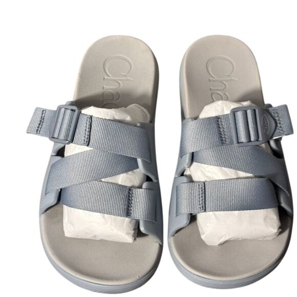 Chaco Womens Slide Sandals Size 8 Adjustable Straps Light Gray Performance Footw - Picture 2 of 7